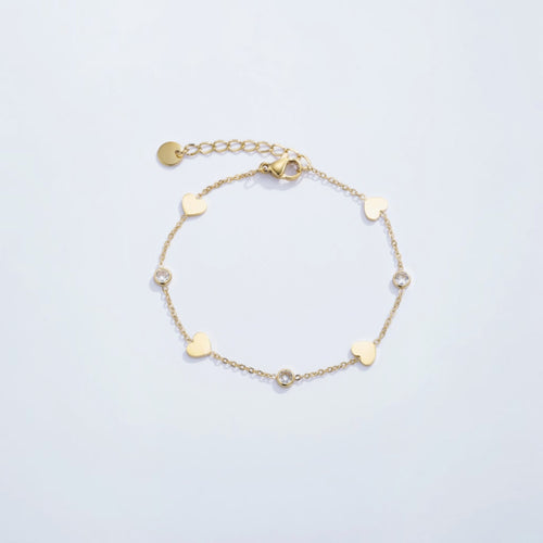 Bracelet fin avec cœurs et strasses