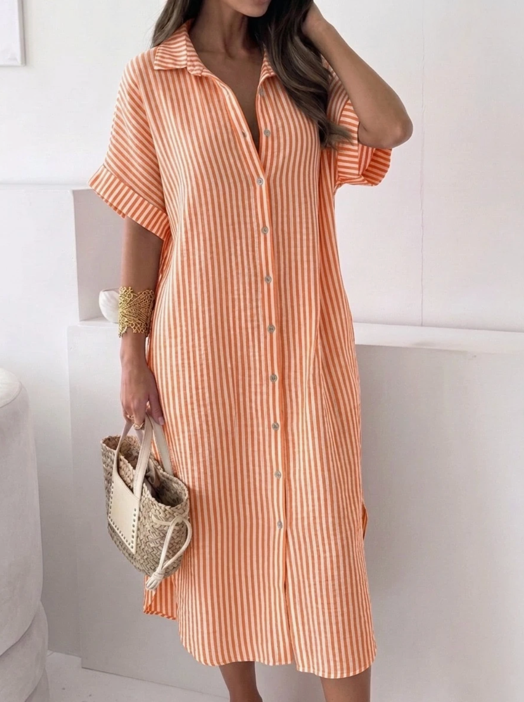 Robe longue rayée en gaze de coton ESTEE BROWN