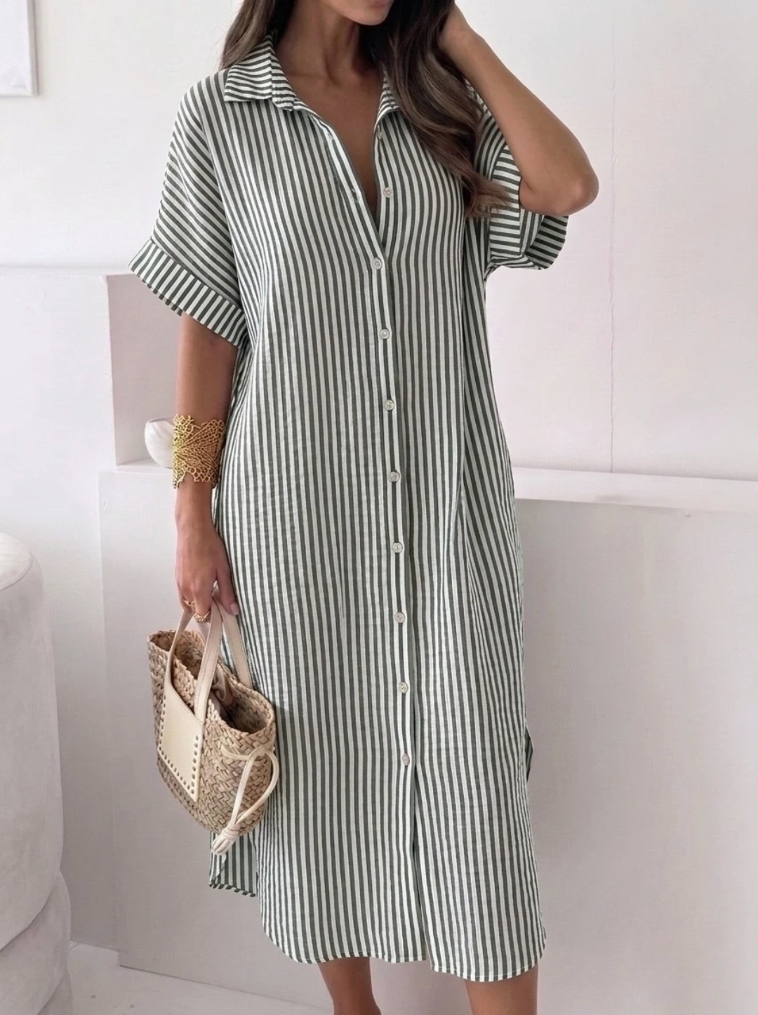 Robe longue rayée en gaze de coton ESTEE BROWN