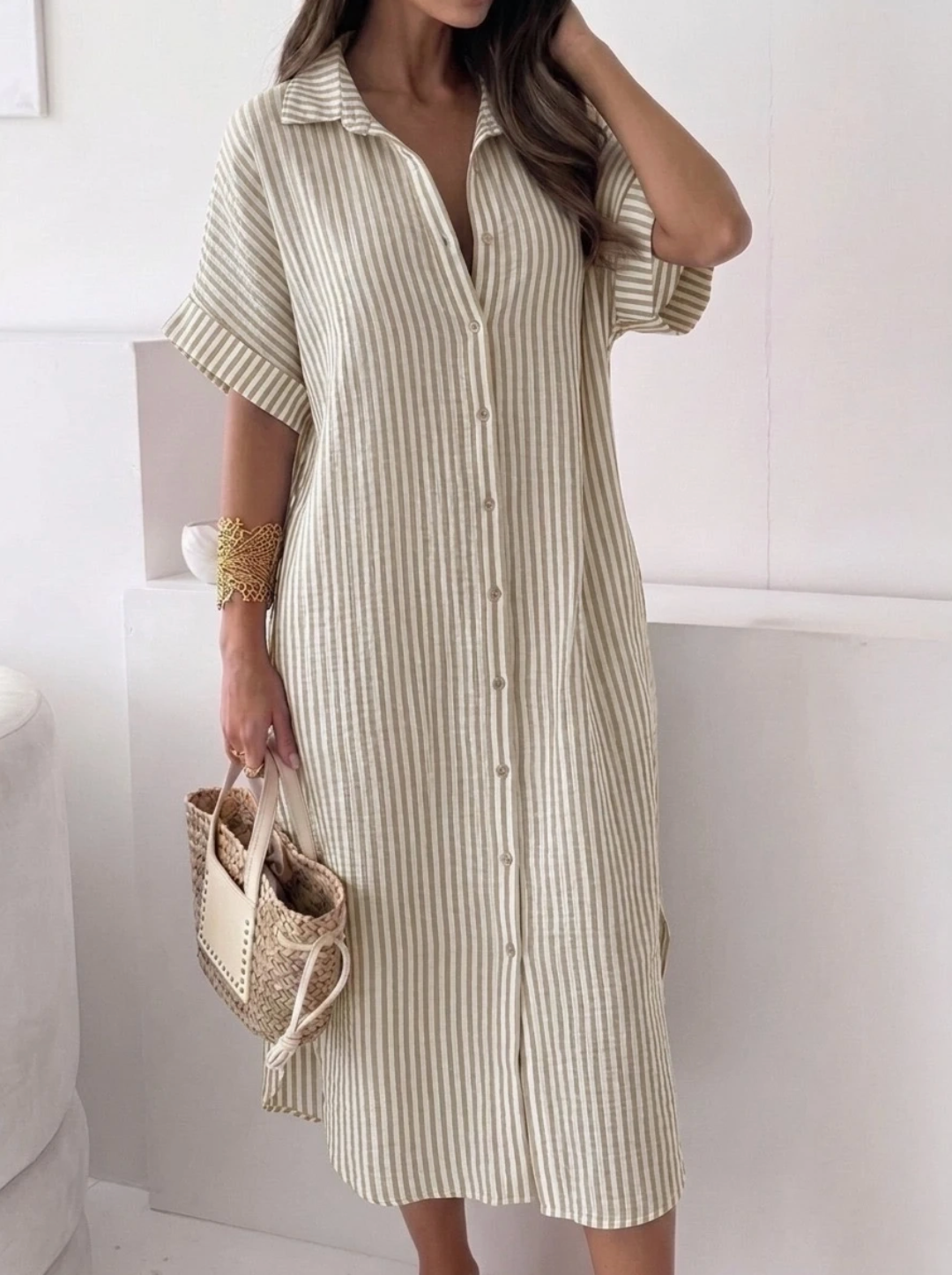 Robe longue rayée en gaze de coton ESTEE BROWN