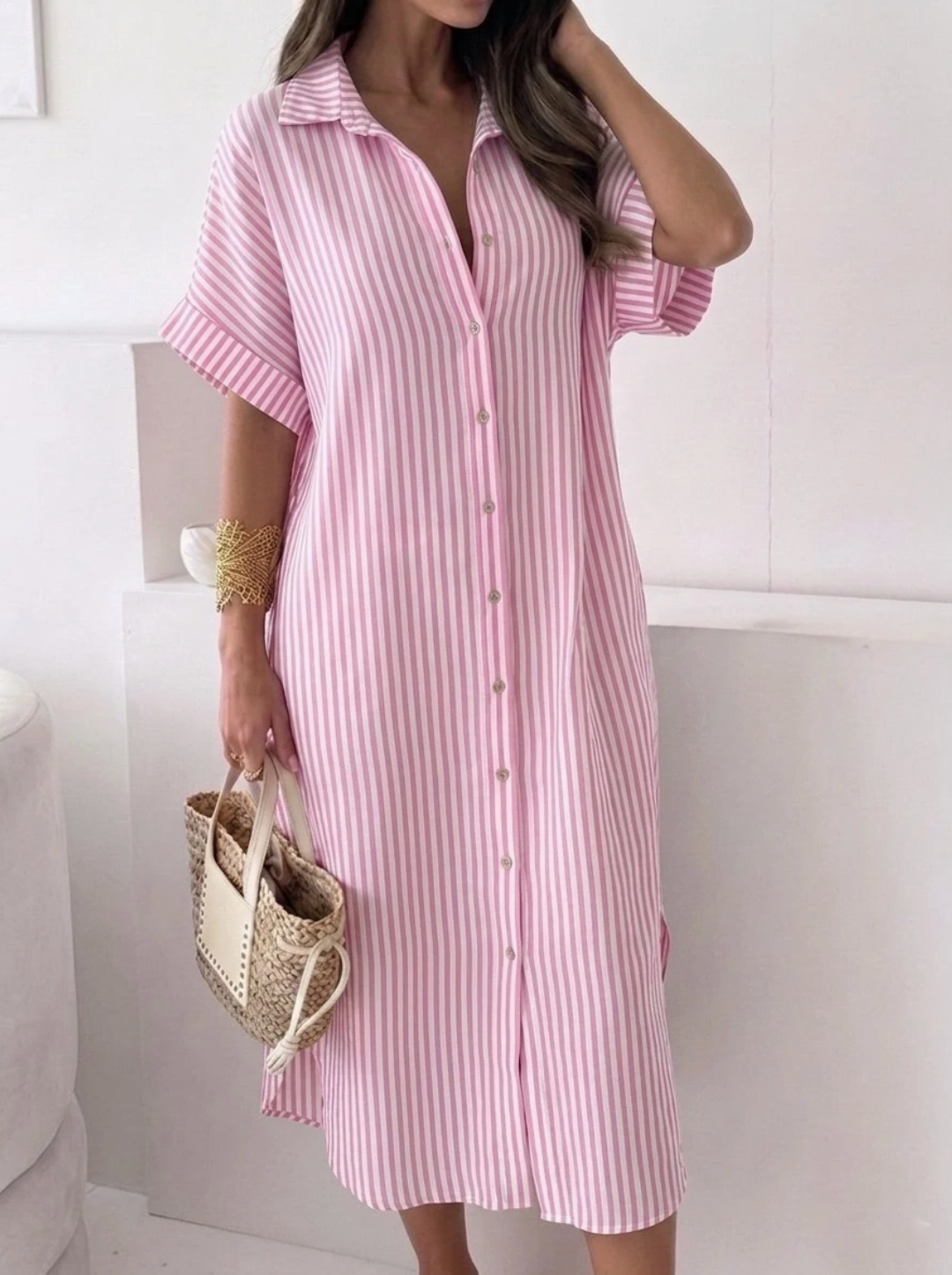 Robe longue rayée en gaze de coton ESTEE BROWN