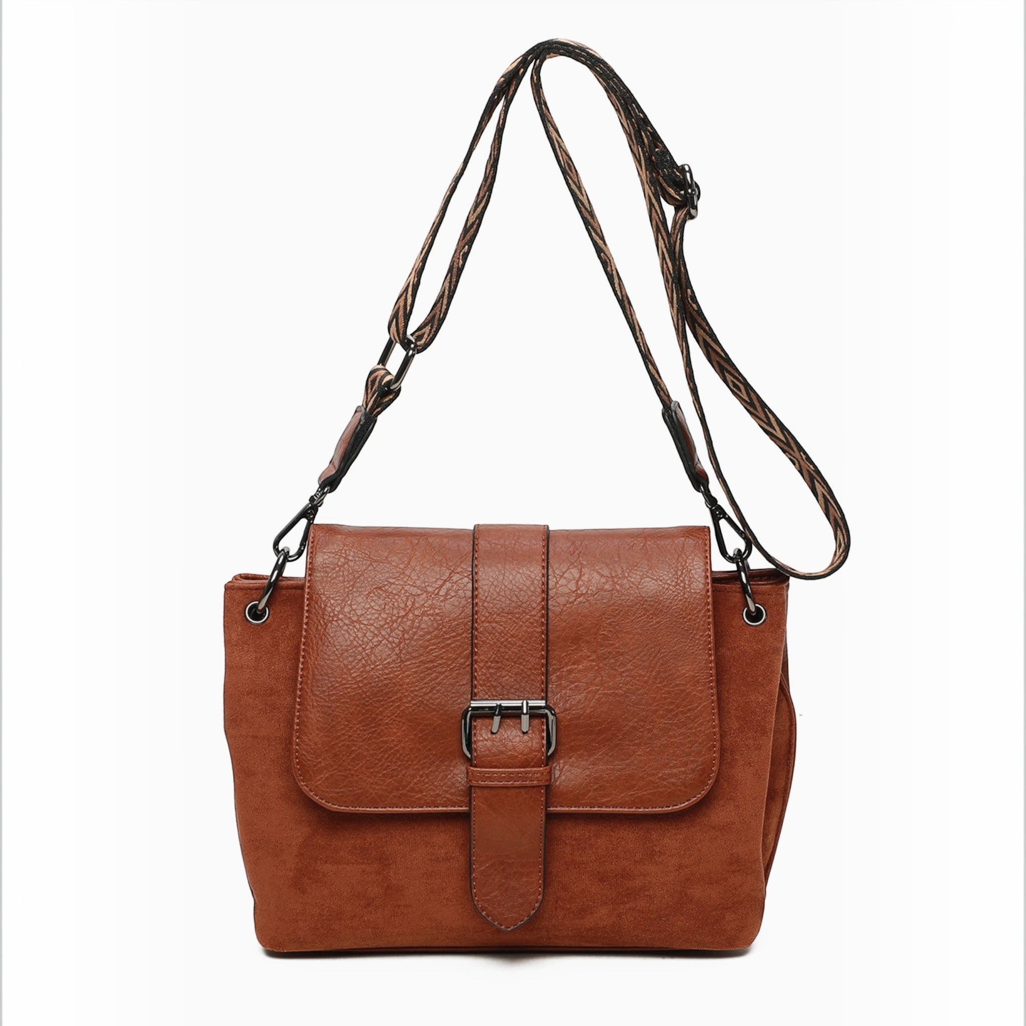 Sac bandoulière bimatières à motif GALLANTRY