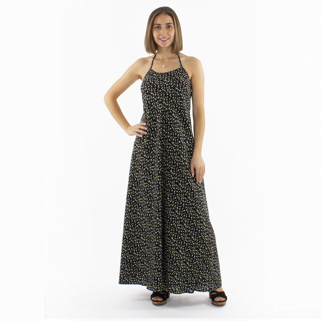 Robe longue dos-nu à pompons COLINE