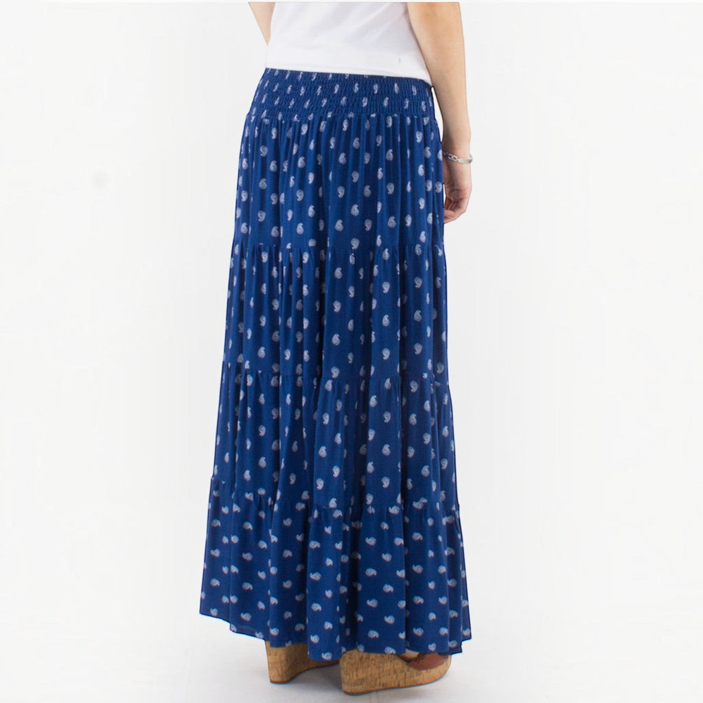 Jupe longue viscose smockée imprimée COLINE