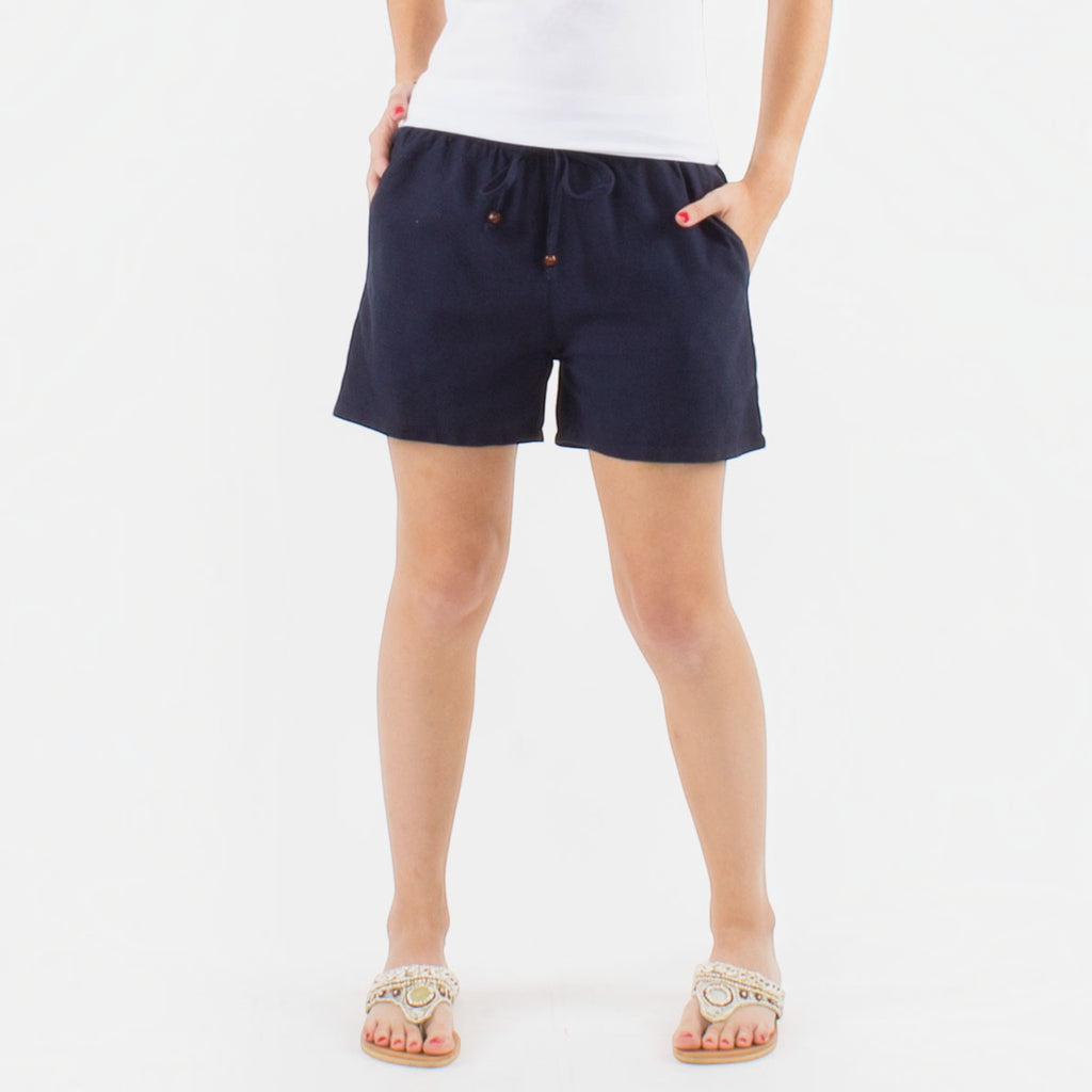 Short uni coton et lin ceinture élastique COLINE