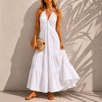 Robe gaze de coton Longue Bohème Dos Nu