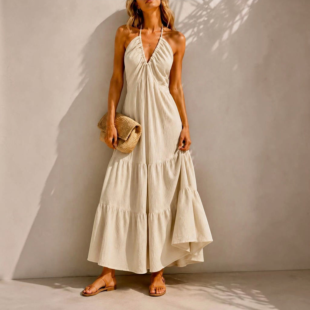 Robe gaze de coton Longue Bohème Dos Nu