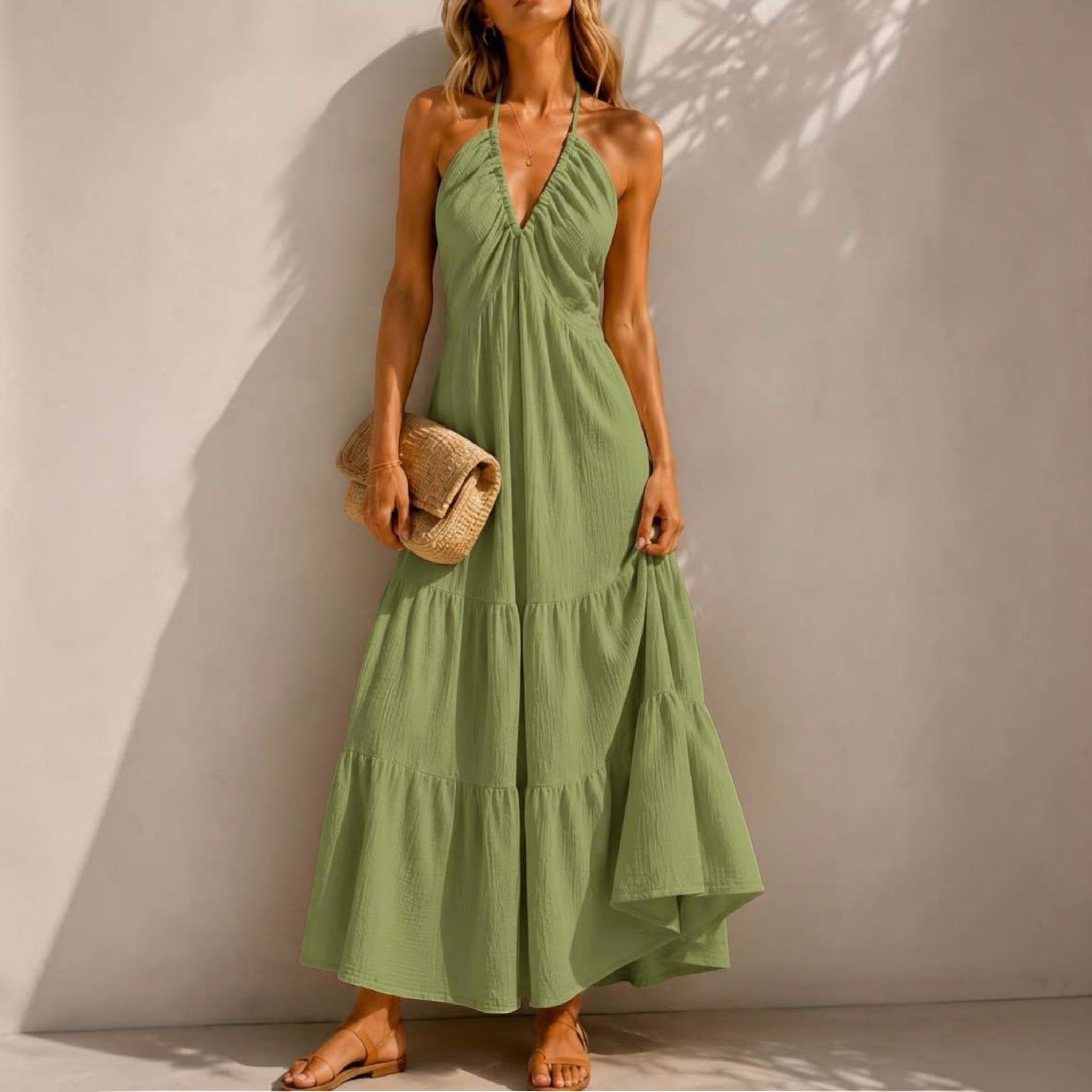 Robe gaze de coton Longue Bohème Dos Nu