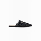 Mules Mocassins Dentelle et Mors Doré LADY GLORY