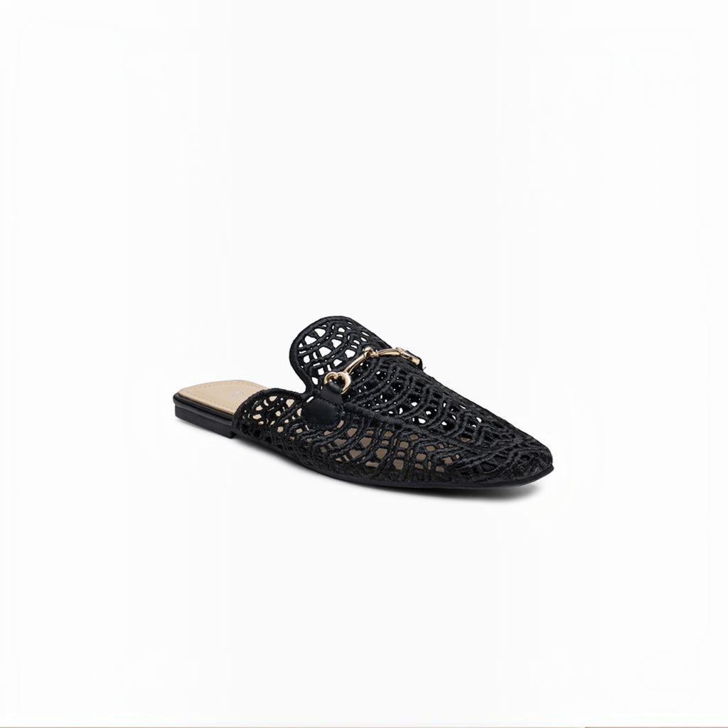 Mules Mocassins Dentelle et Mors Doré LADY GLORY