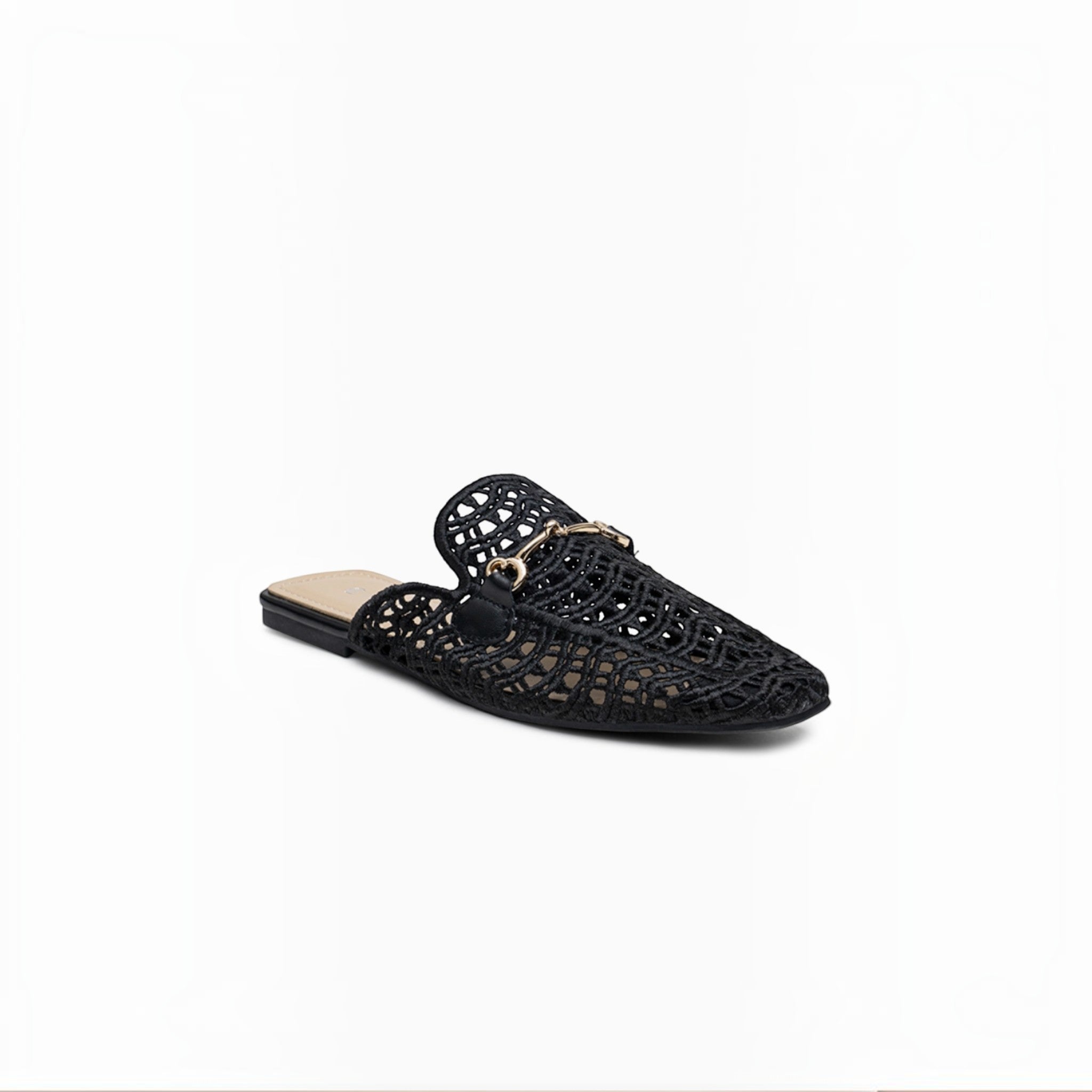 Mules Mocassins Dentelle et Mors Doré LADY GLORY