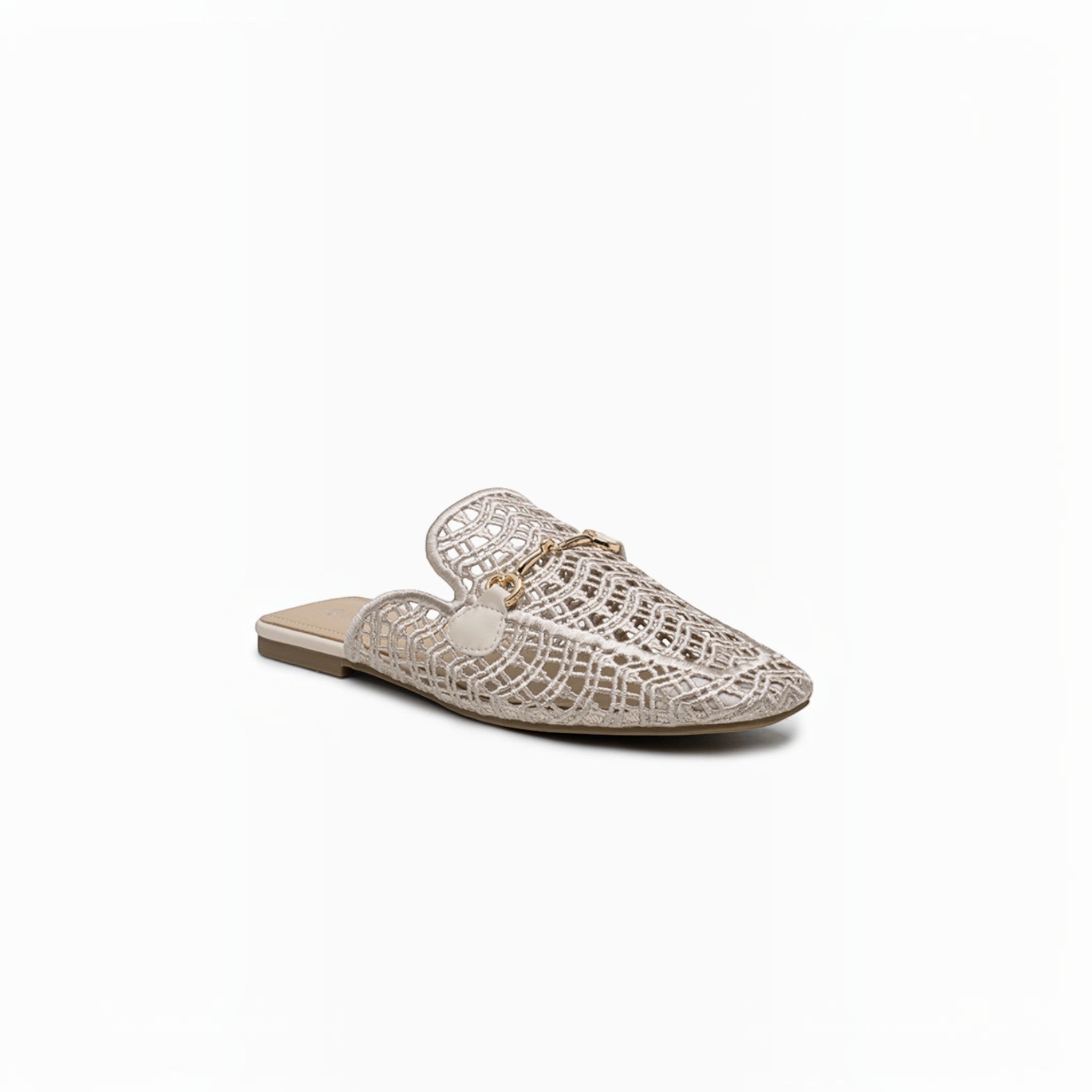 Mules Mocassins Dentelle et Mors Doré LADY GLORY