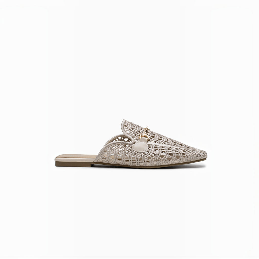Mules Mocassins Dentelle et Mors Doré LADY GLORY