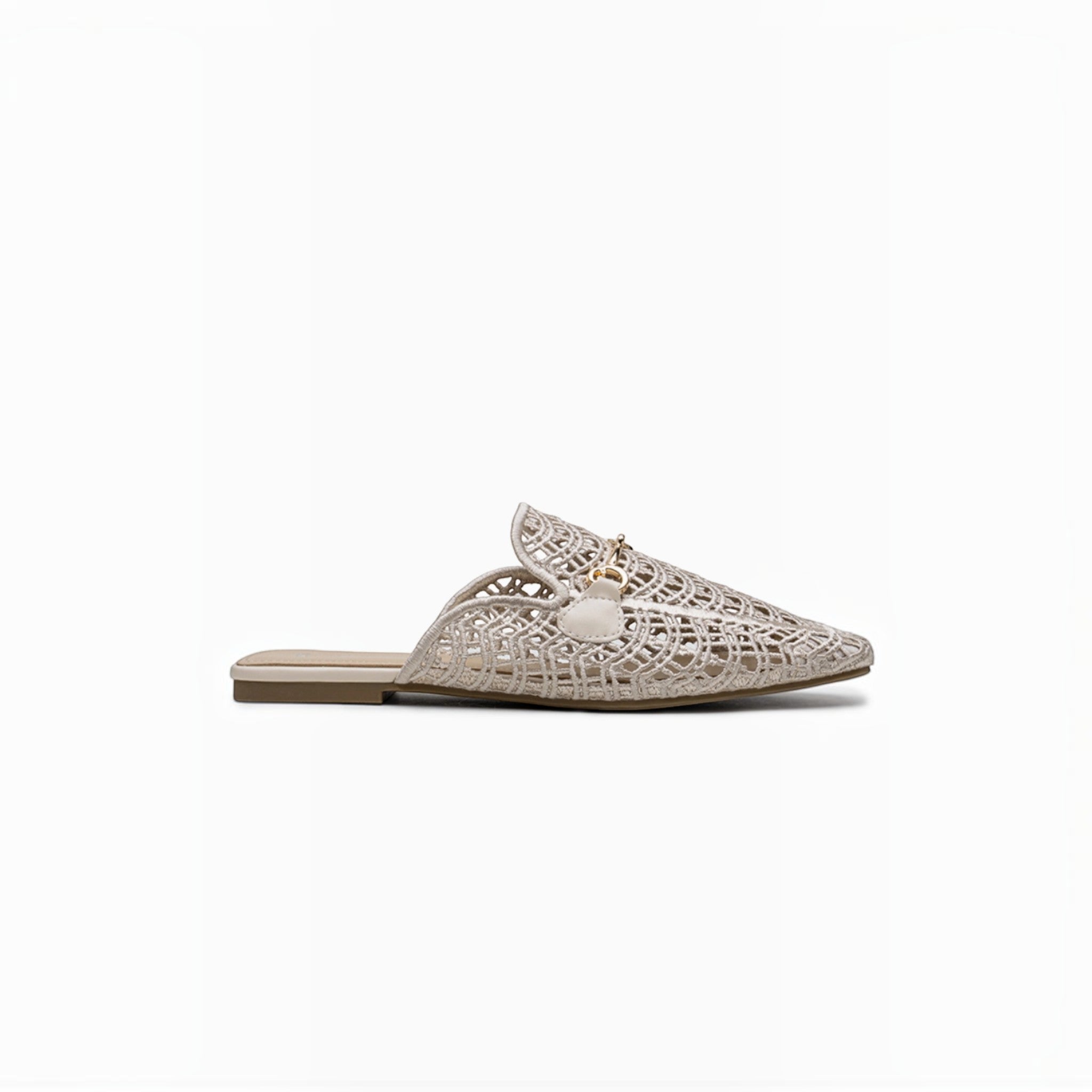 Mules Mocassins Dentelle et Mors Doré LADY GLORY