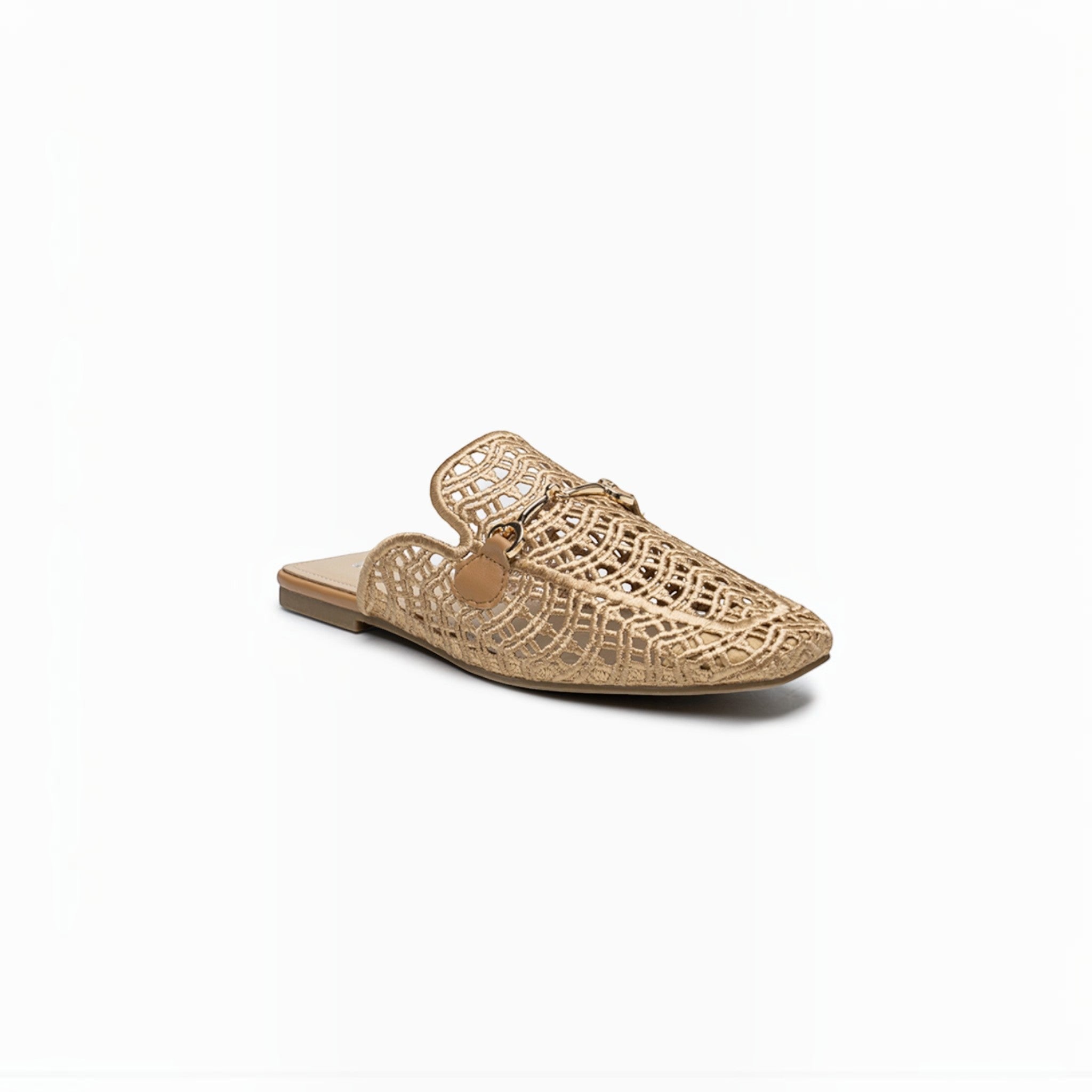 Mules Mocassins Dentelle et Mors Doré LADY GLORY