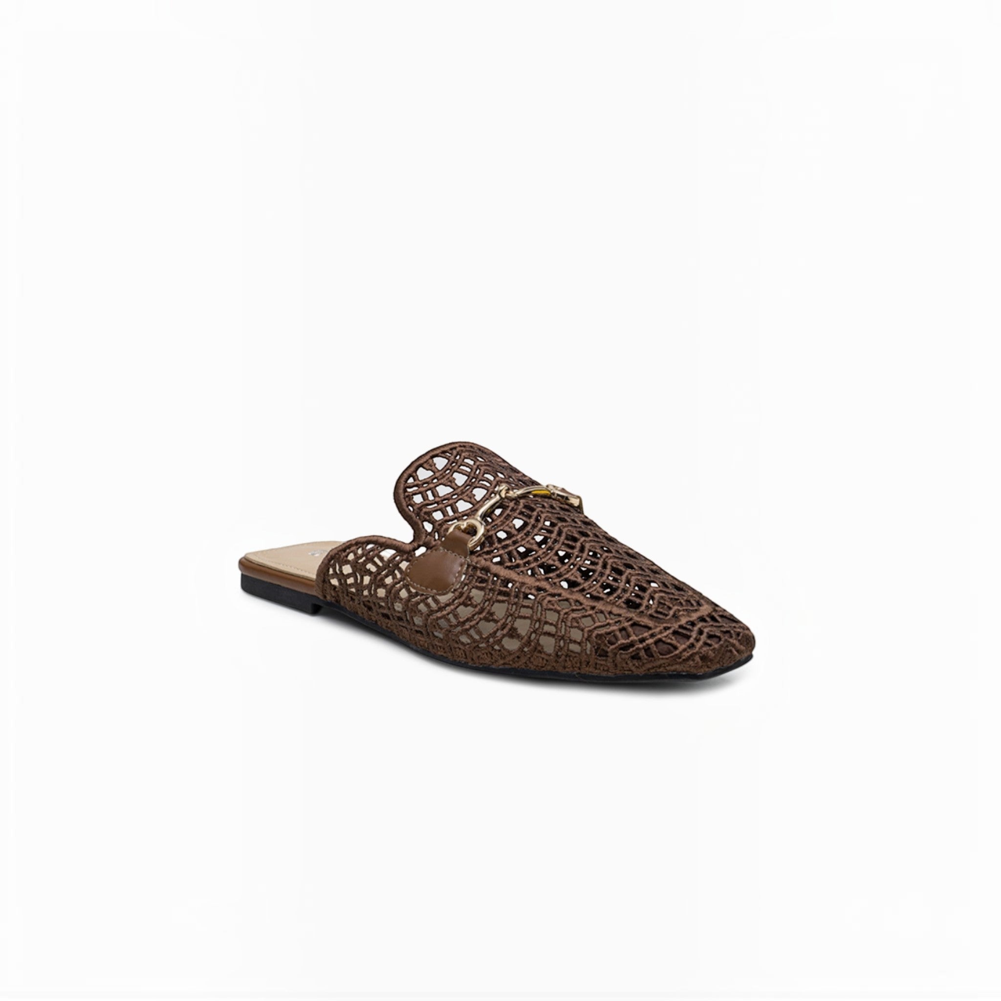 Mules Mocassins Dentelle et Mors Doré LADY GLORY