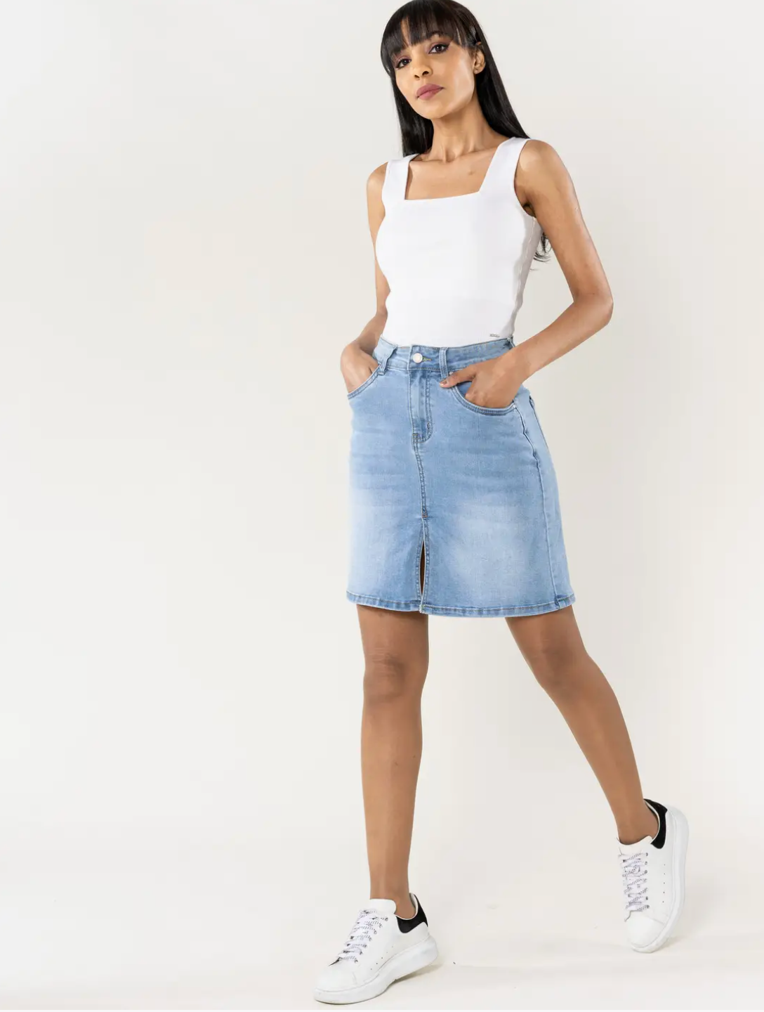 Jupe en Jean Fendue Stretch NINA CARTER