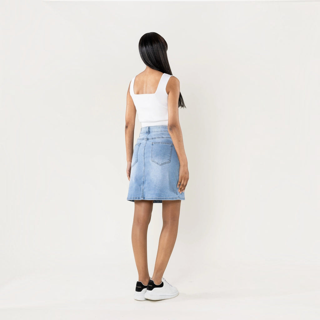 Jupe en Jean Fendue Stretch NINA CARTER - Jupe - NINA CARTER