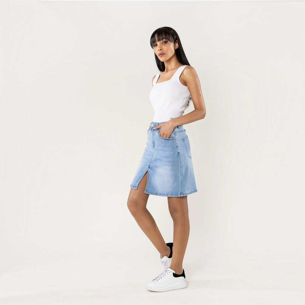 Jupe en Jean Fendue Stretch NINA CARTER - Jupe - NINA CARTER