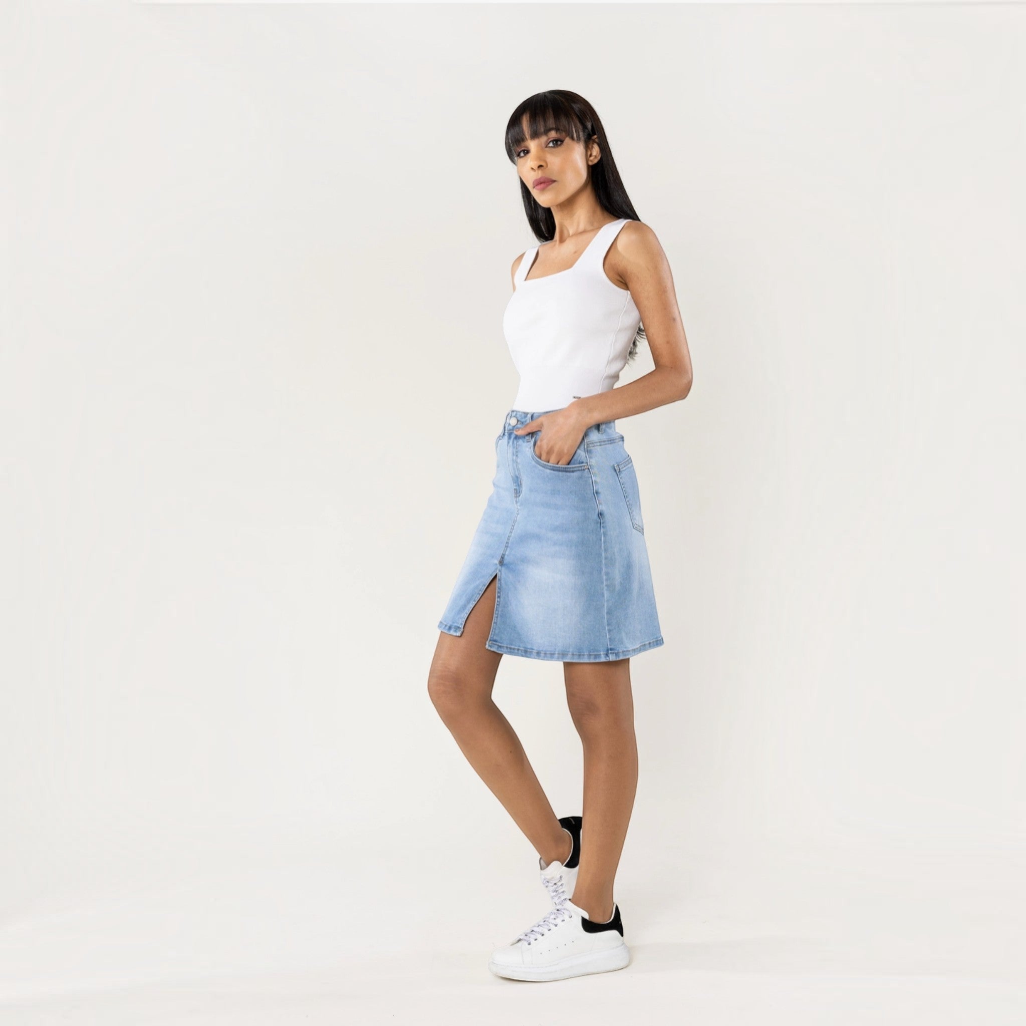 Jupe en Jean Fendue Stretch NINA CARTER