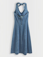 Robe midi dos nu denim COPPEROSE
