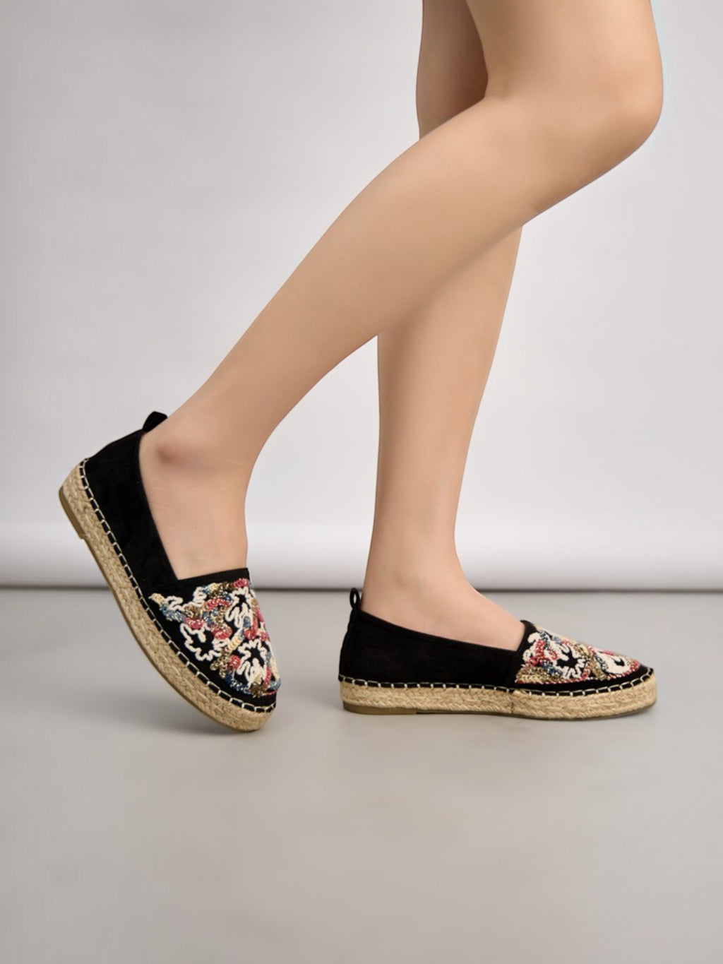 Espadrilles en daim avec broderie multicolore BELLE WOMEN