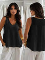 Top gaze de coton col V dentelle ISSYMA