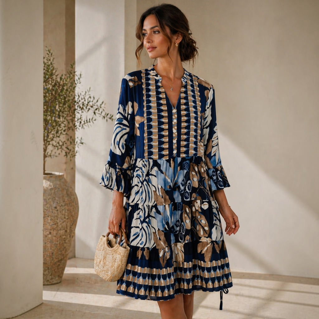 Robe longue bohème graphique POMELO PARIS