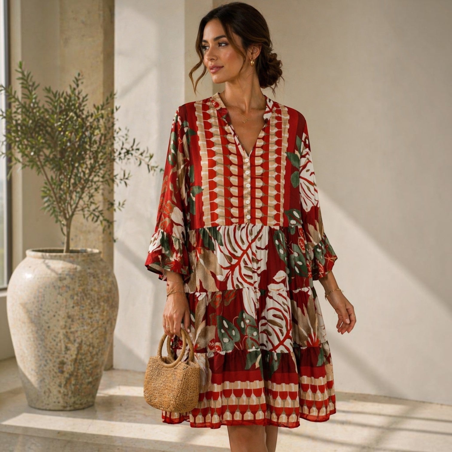 Robe longue bohème graphique POMELO PARIS