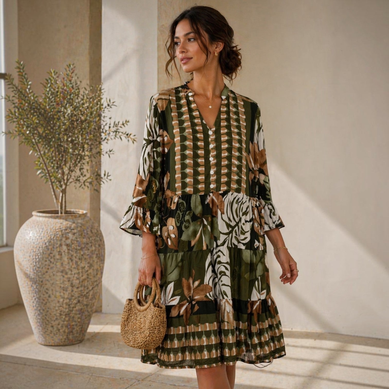 Robe longue bohème graphique POMELO PARIS
