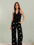 Pantalon en Lin Brodé Lauren LOVIE & CO