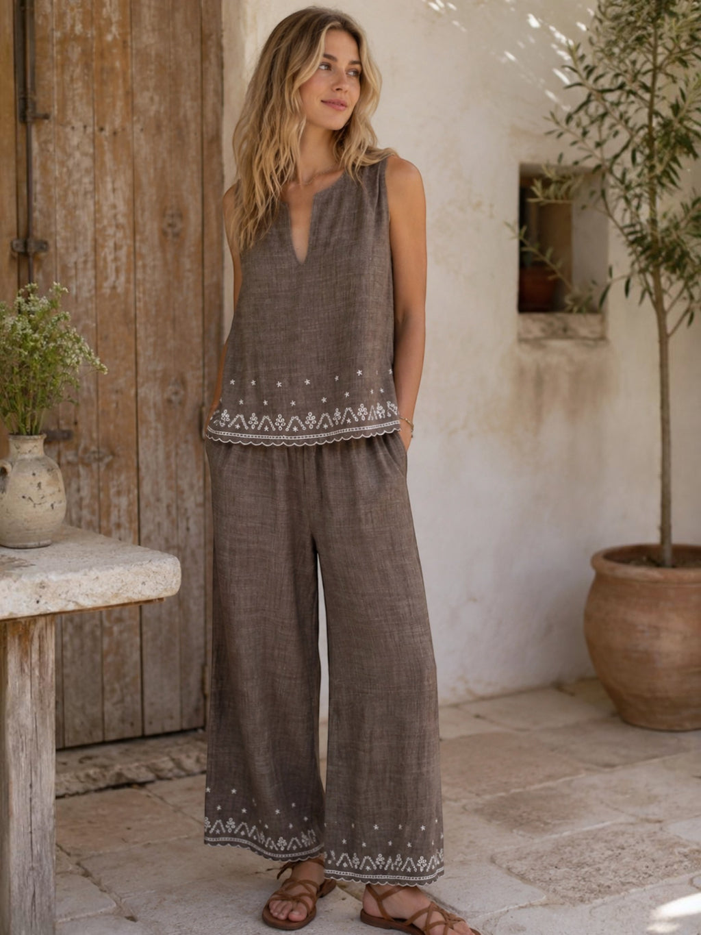 Ensemble top et pantalon chic MISS CHARM