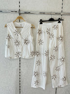 Ensemble top et pantalon brodé MISS CHARM