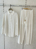 Ensemble Broderie Anglaise Chemise Oversize et Pantalon MISS CHARM