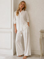 Ensemble Broderie Anglaise Chemise Oversize et Pantalon MISS CHARM