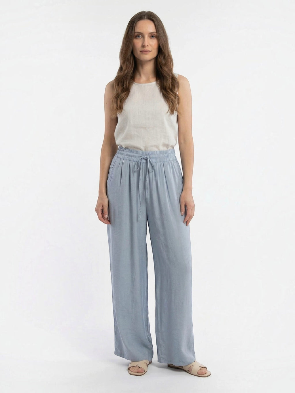 Pantalon large uni avec poches VERA FASHION