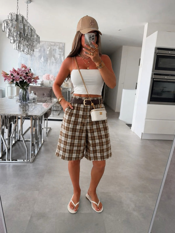 Short Bermuda Carreaux avec ceinture et poches ISSYMA