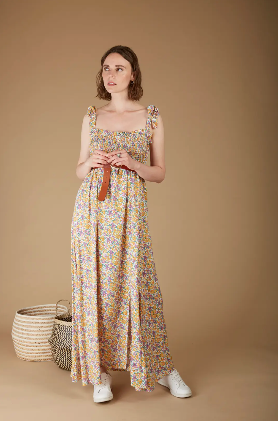 Robe longue fluide imprimé fleuri CAMILLE ANDY & LUCY