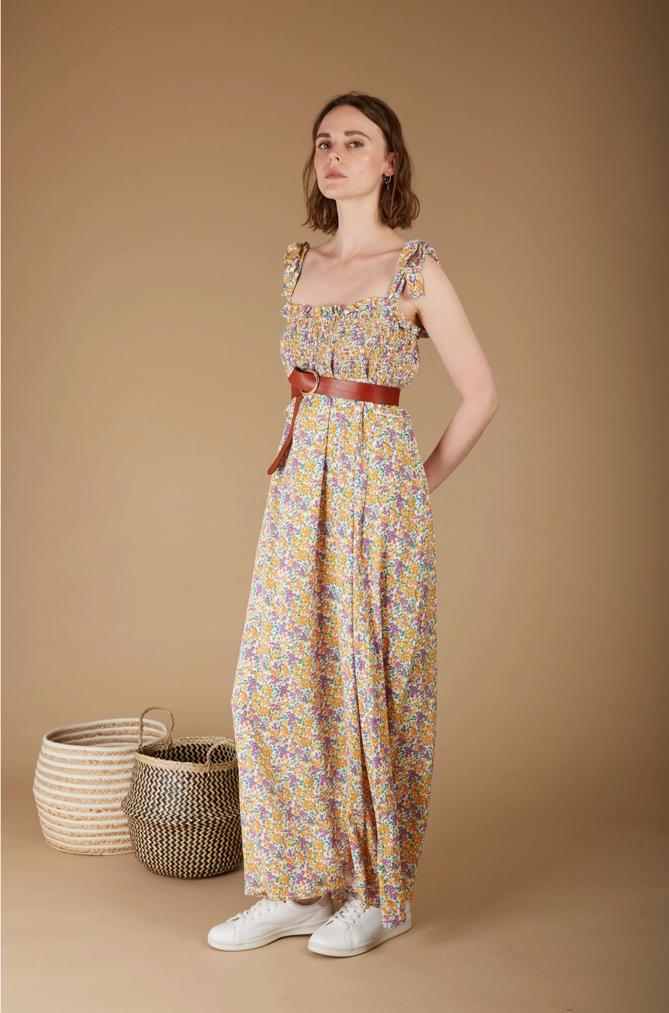 Robe longue fluide imprimé fleuri CAMILLE ANDY & LUCY