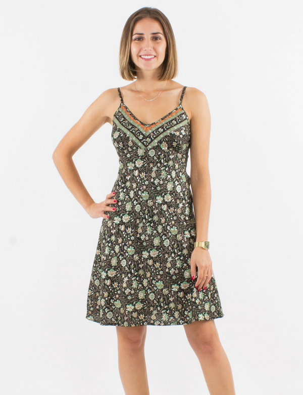 Robe Courte Bretelles Imprimée Sari COLINE