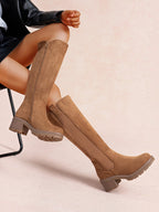 Bottes Hautes Femme à Talon Épais Suédine LADY GLORY