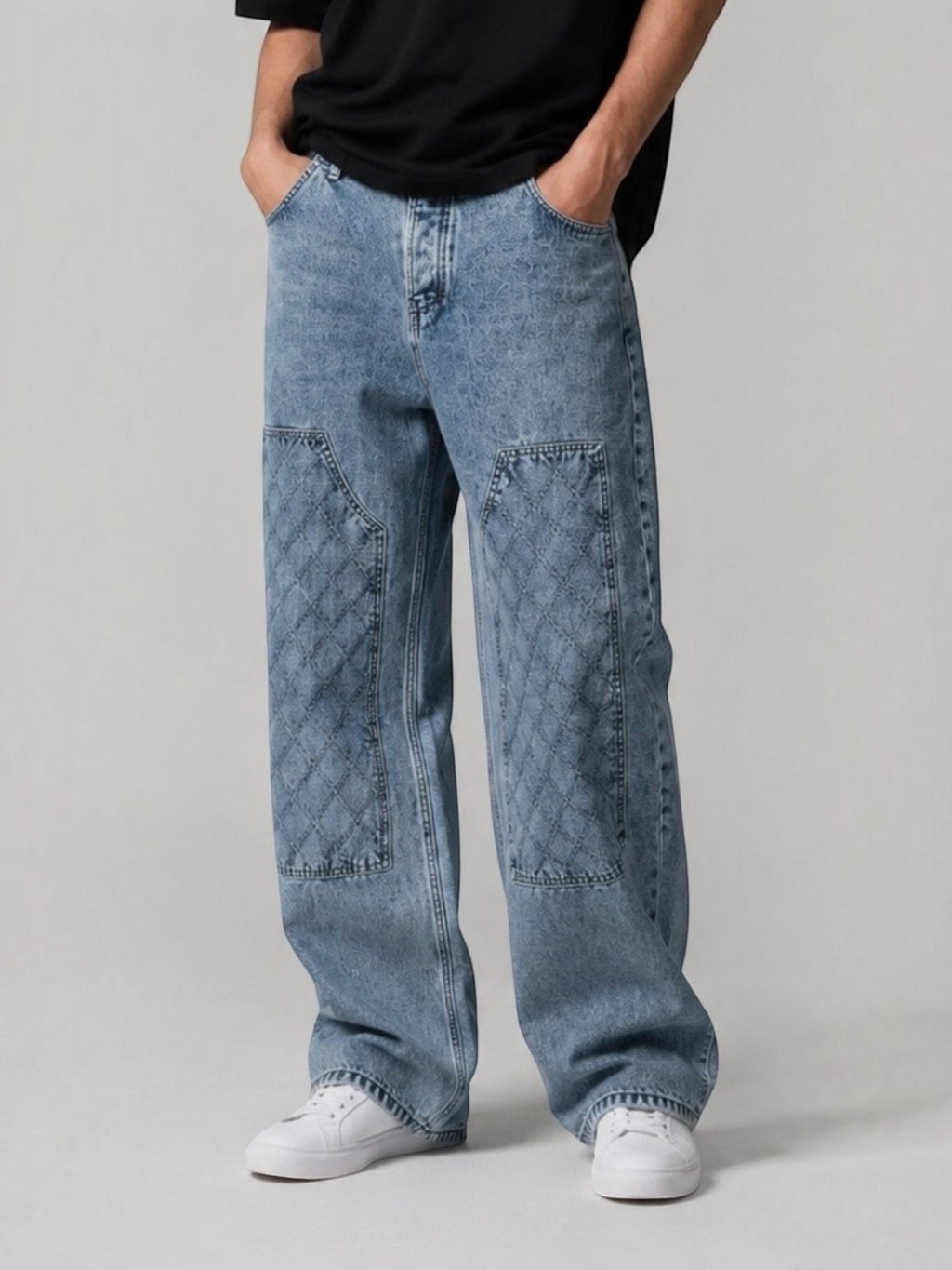 Jean Large à Patch Matelassé Homme FIVE EVER