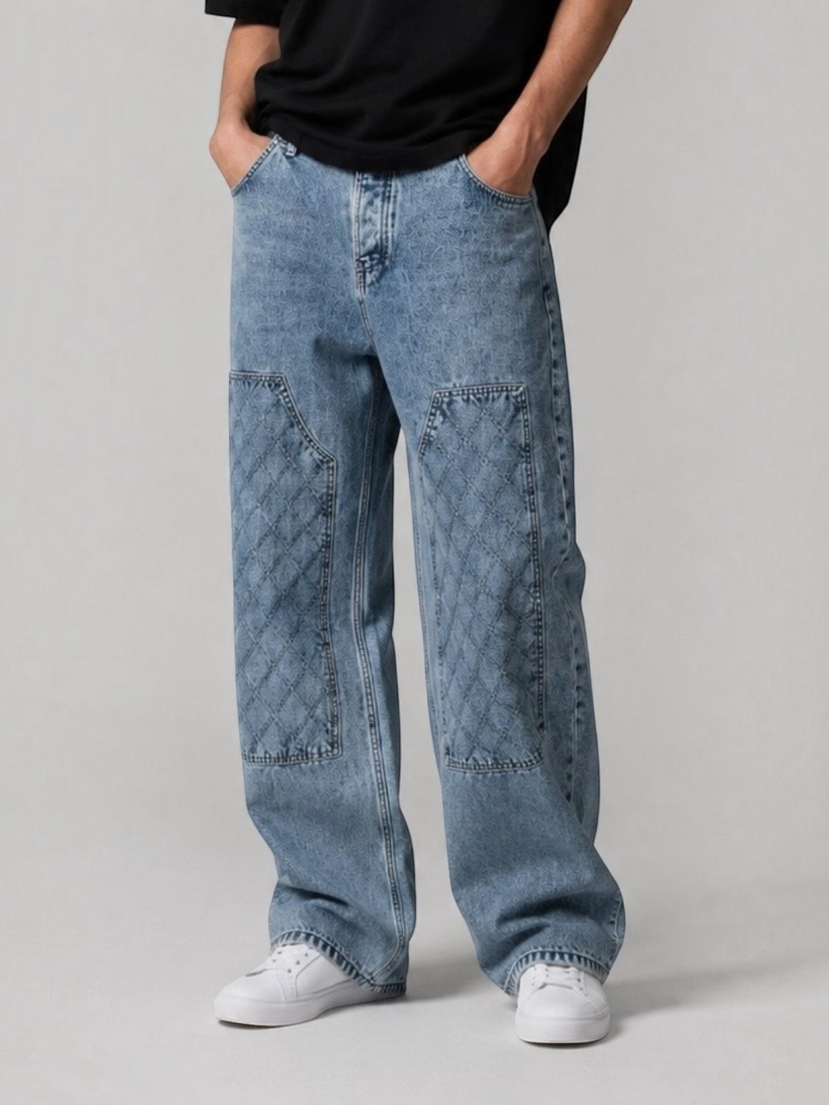 Jean Large à Patch Matelassé Homme FIVE EVER
