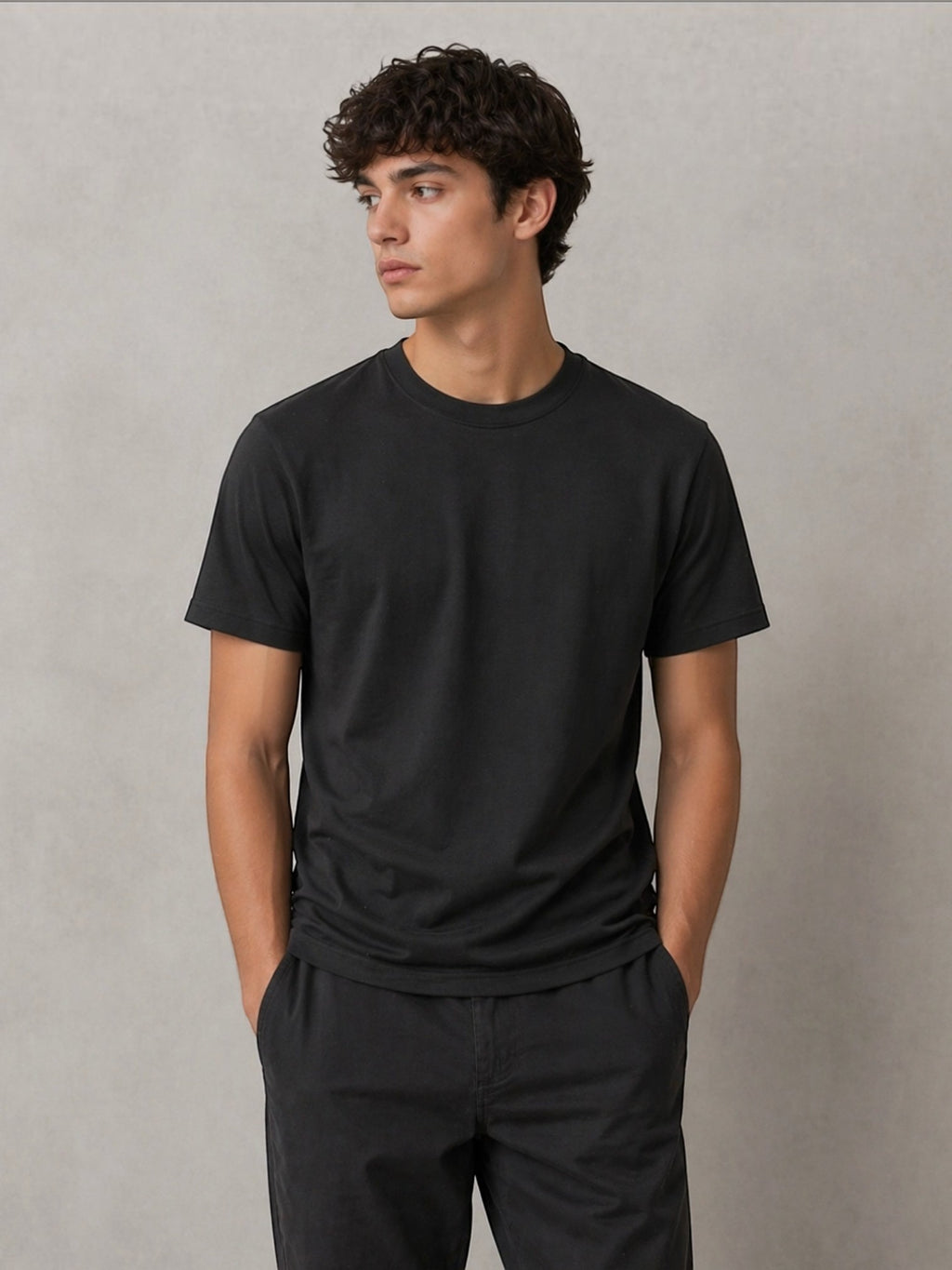 T-shirt Homme Uni Noir FIVE EVER