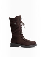 Bottes Mi-Hautes Style Rangers à Lacets en Suédine LADY GLORY