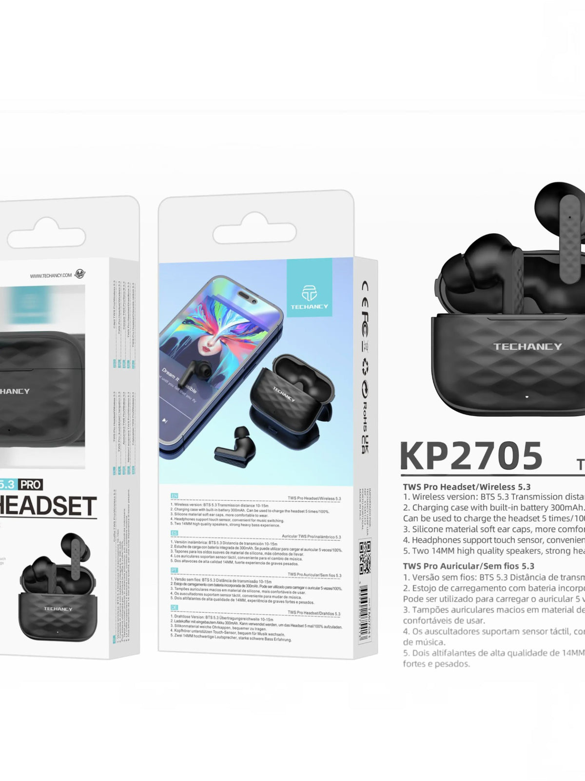 Écouteurs Bluetooth TWS 5.3 KP2705 Pro TECHANCY