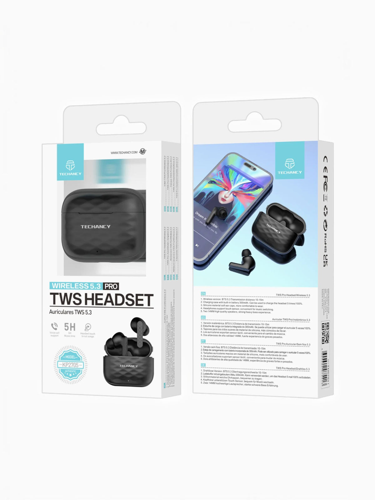 Écouteurs Bluetooth TWS 5.3 KP2705 Pro TECHANCY