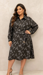 Robe Chemise Paillettes Grande Taille avec Ceinture et Poches 2W