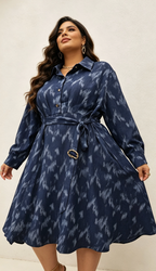 Robe Chemise Paillettes Grande Taille avec Ceinture et Poches 2W