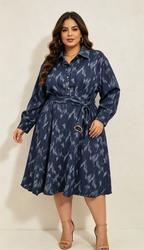 Robe Chemise Paillettes Grande Taille avec Ceinture et Poches 2W